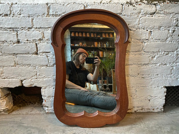 Antique Curvy Walnut Framed Mirror, 18x28