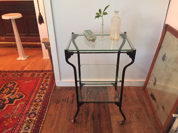 Cast Iron Cart with Glass Shelves