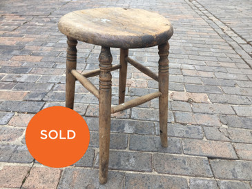 Rustic Wooden Stool, Antique 