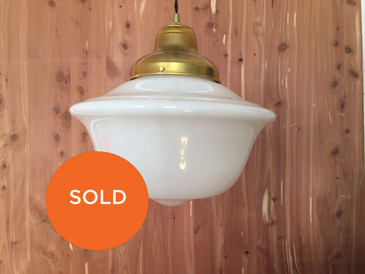 Opal Glass Schoolhouse Shade Swag Pendant 