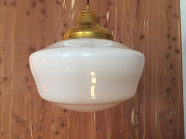 Opal Glass Schoolhouse Shade Swag Pendant  III