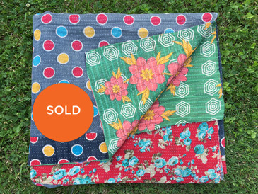 Lotus and Rose Polka Dot Kantha 