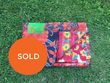 Calendula and Marigold Kantha Blanket