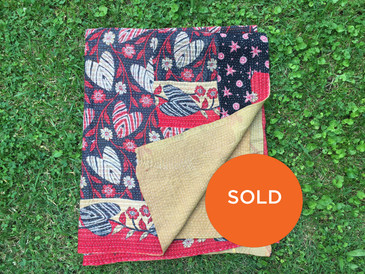 Red and Black Morning Glory Kantha 