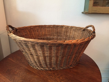 Vintage Large Wicker Laundry Basket 1930s