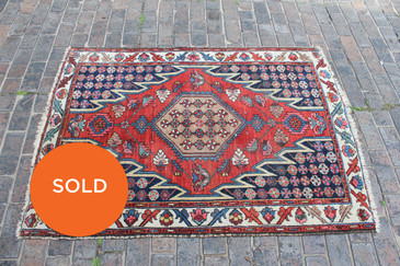 Vintage Persian Mazlaghan Rug 3.5x5