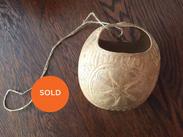 Vintage Hand Carved Gourd - Calabash Basket