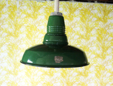Antique Porcelain Enamel Industrial Light Fixture