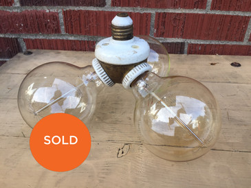 Antique Triple Cluster Porcelain and Brass Light Socket