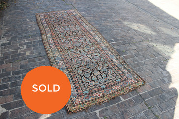Vintage Kurdish Herati Rug, 3.5'x9'