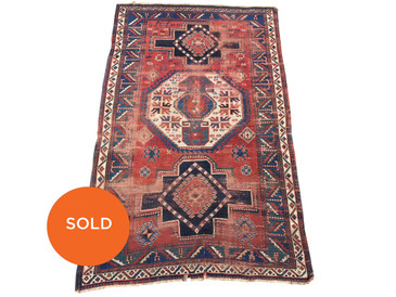 Kazak Antique Rug, 7'10"x4'9", circa 1880