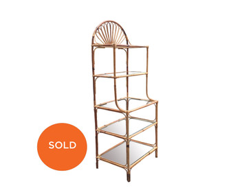Rattan Etagere, vintage shelving circa 1960s