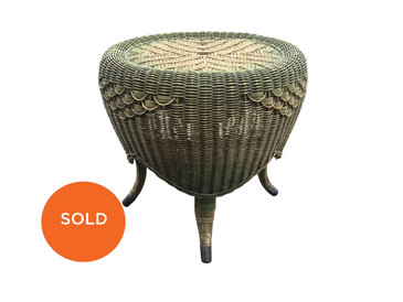 Art Deco Wicker Stool, Made by Heywood Wakefield 