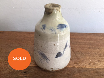 Vintage Studio Pottery, White & Blue Weedpot