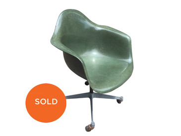 Vintage Eames, Herman Miller arm shell chair, olive green