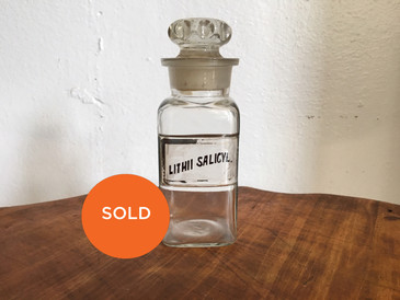 Antique Apothecary Small Bottle, "Lithii Salicyl"