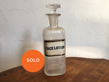 Antique Apothecary Medium Bottle, "Face Lotion"