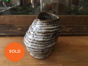Coil Pot, Vintage Ceramic Asymmetric Vessel, 5"H