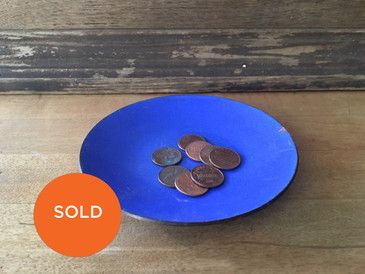 Blue Porcelain Vintage Dish, 5" diameter