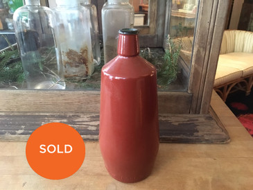 Painted Liquor Bottle, Vintage Rust 