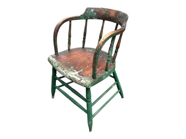 Green Wooden Spindle-back Chair, Antique