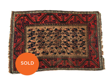Balouch Persian Wedding Rug, Antique 4'4"x2'9"