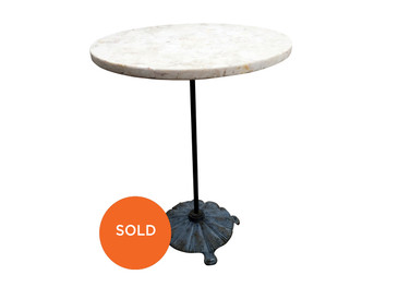 Marble Side Table with Scalloped Base, Antique