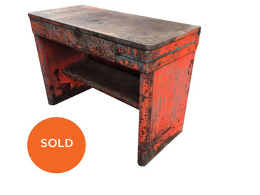 Red Industrial Work Bench, 1940s
