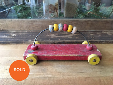 Abacus Toy Car, Wood and Wire, Vintage