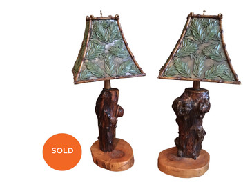 Pair of Stump Lamps, Rustic Campy Vintage