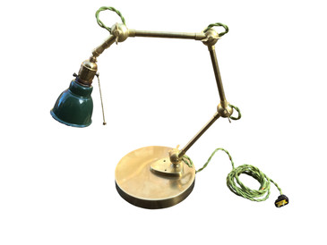 Green Porcelain and Brass Articulating Task Lamp