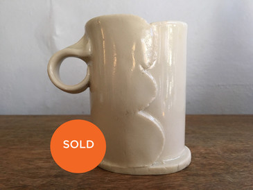 Slab Mug, White Studio Pottery Sassy Handle