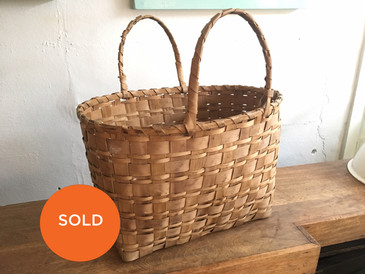 Large Plain Weave Market Basket, Antique 