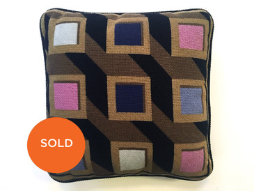 Needlepoint Geometric Pillow, Vintage