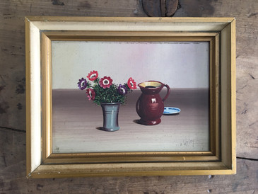 Still Life Oil Painting by V. Weley, Vintage