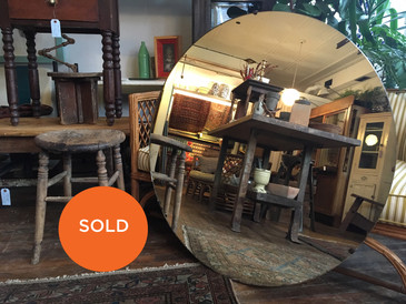 Frameless 38" Round Mirror, Vintage 