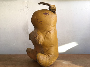 Oilcloth Stuffed Animal, Antique Bunny