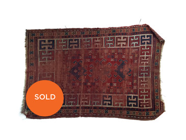 Antique Distressed Caucasian Rug, 5'8"x3'3" 