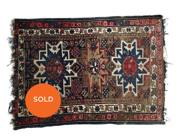 Vintage Worn Ardebil Persian Rug, 4'8"x 3'3" 