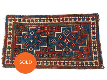 #9 Vintage Worn Caucasian Kazak Rug, 5'8"x3'1"