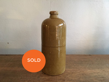 Brown Glazed Stoneware Bottle, Antique 8.5"tall
