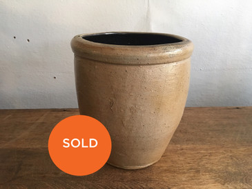 Tapered Salt Glazed Stoneware Crock, Antique