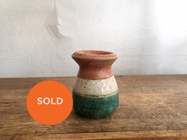 Tricolored Speckled Bud Vase, Vintage 3.4"H