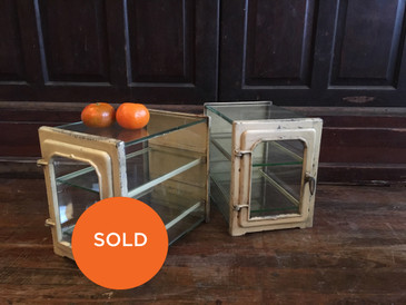 Industrial Countertop Metal and Glass Display Case, Antique  