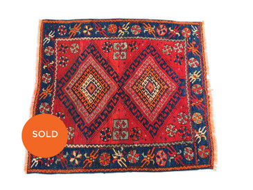 #27 Jaff Kurdish Wedding Rug, Antique 3'8"x 4'1"