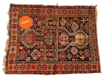 #28 Caucasian Shirvan Rug, Antique 4'x5'1" SOLD