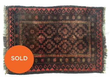 #32 Baluch Persian Rug, Vintage 2'2"x 3'3"