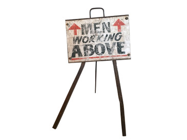 Vintage Hand lettered Sign, Men Working Above SOLD