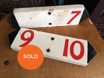 Pair of Hand Lettered Aisle Marker Signs, Vintage