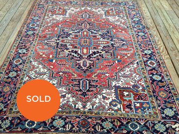 #1 Heriz Persian Rug, Vintage 6'7"x8'9" 